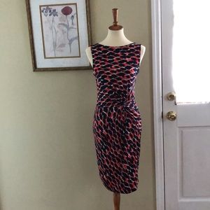 Cache dress with left side rouching.